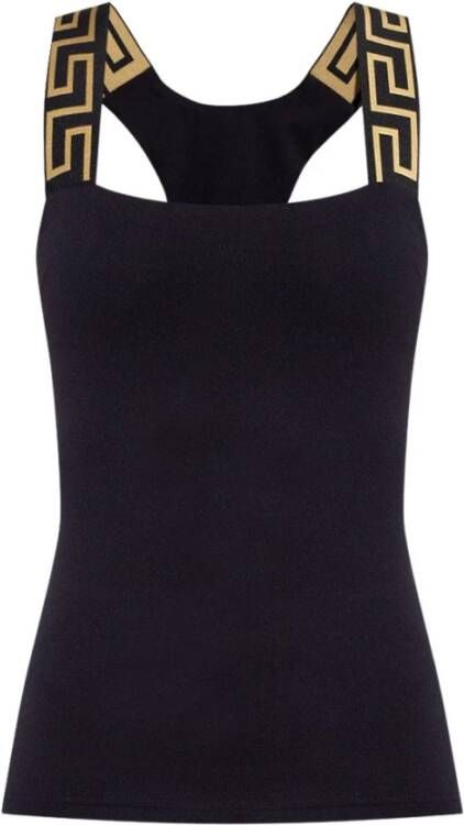 Versace Zwarte shirts met Greca-rand en centraal Medusa-motief Black Dames