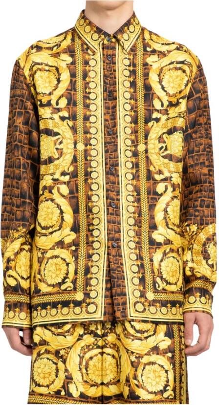Versace Multicolor Baroccodile Zijden Overhemd Multicolor Heren