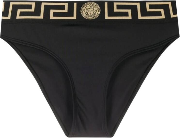 Versace Zwarte Greca Key Bikini Broekjes met hoge taille Zwart Dames