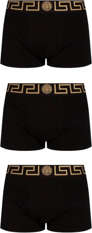 Versace Zwarte Boxershorts Set met Logo-Tailleband Black Heren