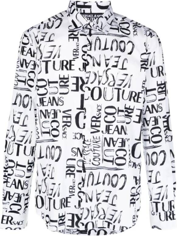 Versace Jeans Couture Stijlvolle Katoenen Overhemd voor Mannen White Heren