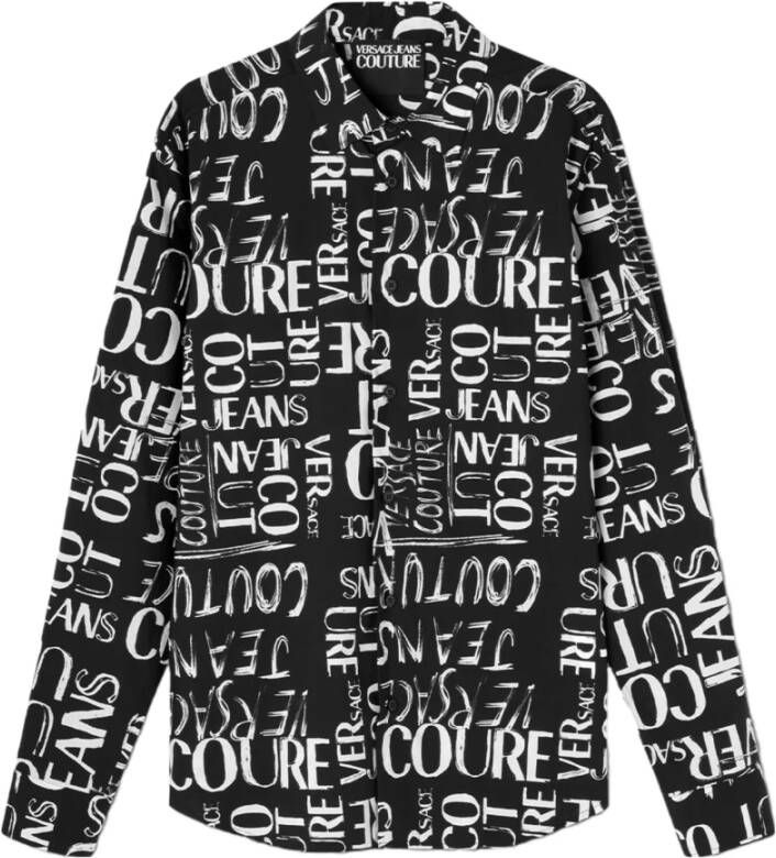 Versace Jeans Couture Speelse Doodle Print Overhemd Black Heren