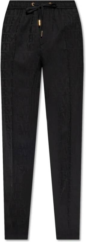 Versace Plooivoorkant broek met logo Zwart Heren