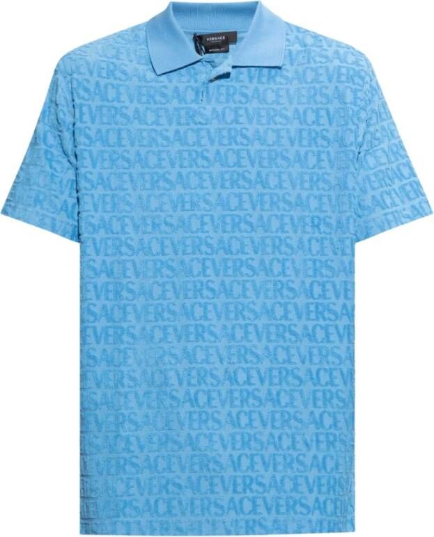 Versace Polo shirt met logo Blauw Heren