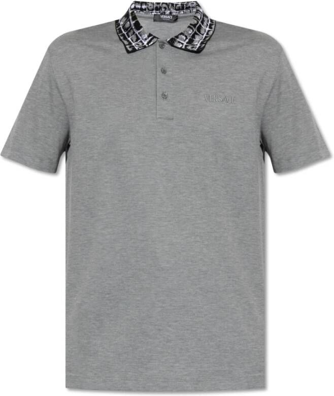 Versace Polo shirt met logo Grijs Heren
