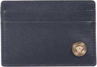 Versace Zwart Goud Medusa Plaque Kaarthouder Portemonnee Black Heren