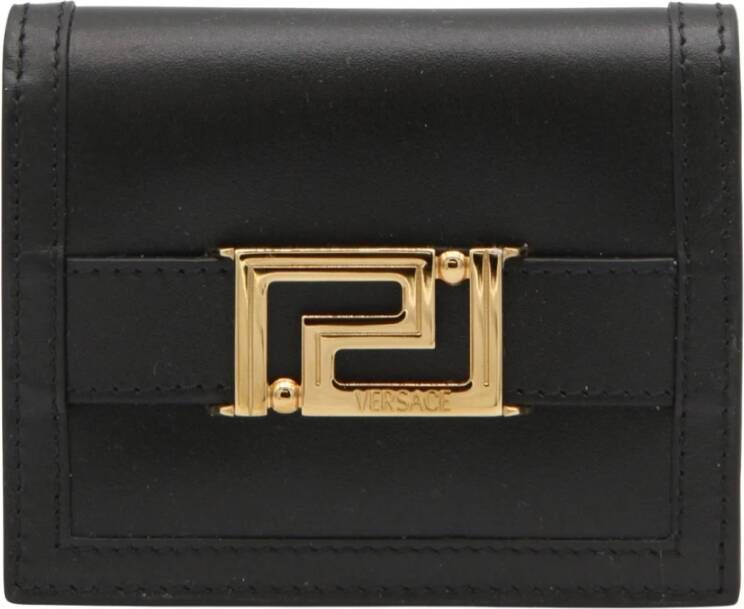 Versace Zwarte portemonnee met knoopsluiting en kaartvakken Black Dames