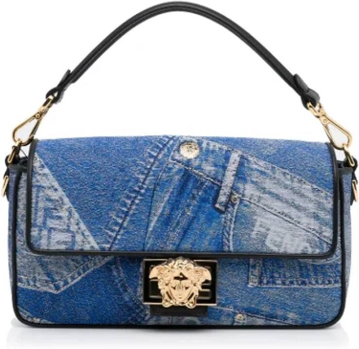 Versace Pre-owned Denim handbags Blauw Dames