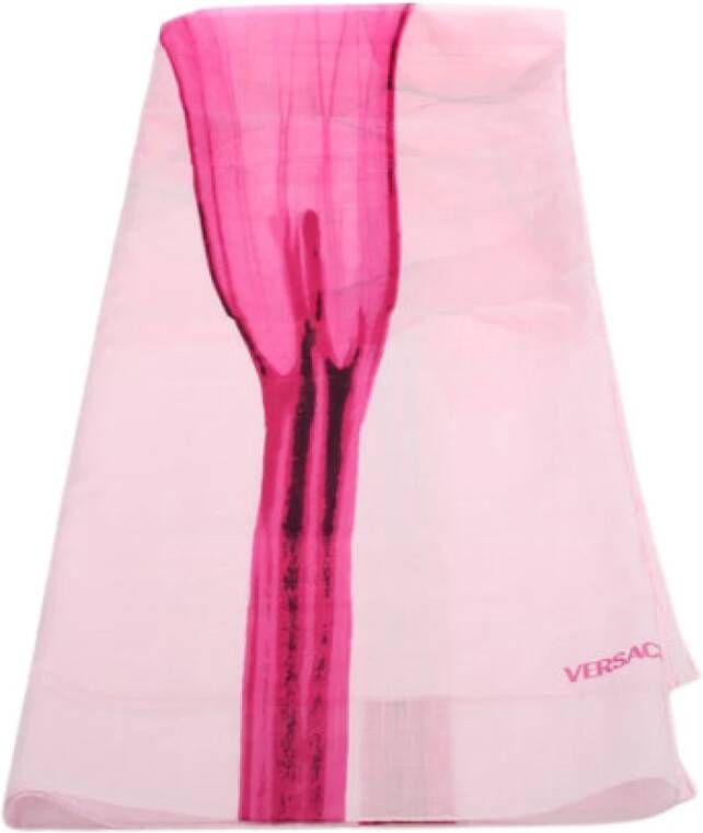 Versace Pre-owned Gedrukte katoenen sjaal Roze Dames