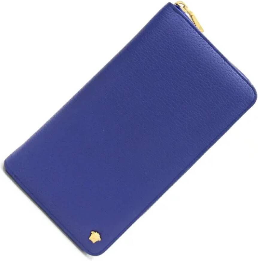 Versace Pre-owned Leather wallets Blauw Dames