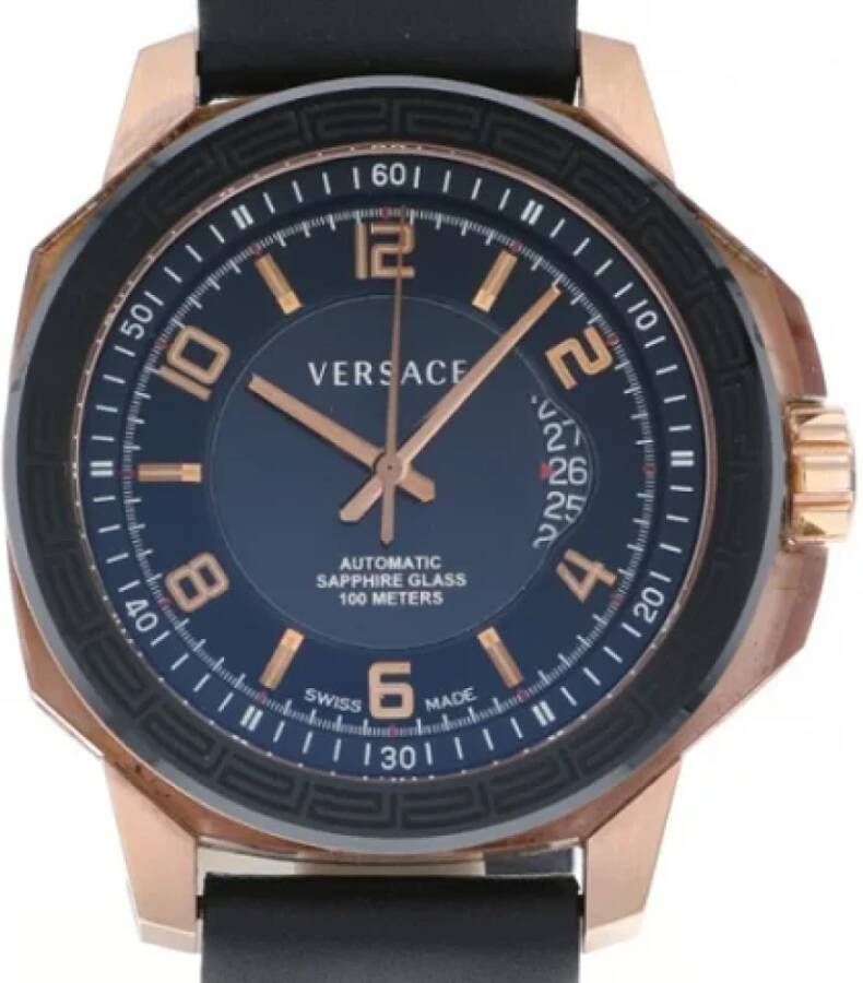 Versace Pre-owned Leather watches Blauw Heren