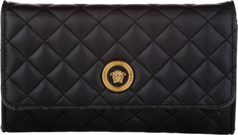Versace Pre-owned Medusa gewatteerde lederen portemonnee op ketting Zwart Dames