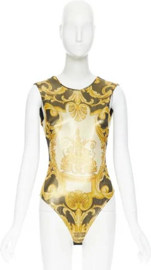 Versace Pre-owned Pratilled fabric tops Yellow Dames