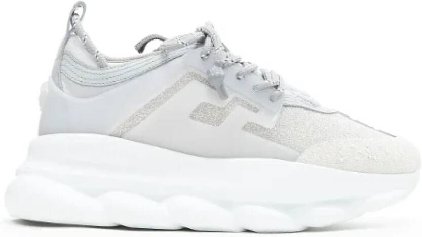 Versace Pre-owned Leather sneakers Grijs Dames