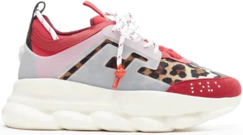 Versace Pre-owned Leather sneakers Rood Dames