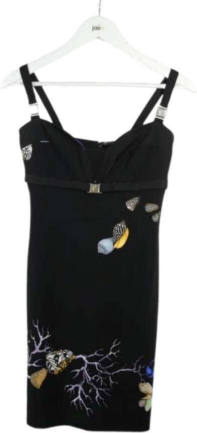 Versace Pre-owned tweedehands polyester jurk Zwart Dames