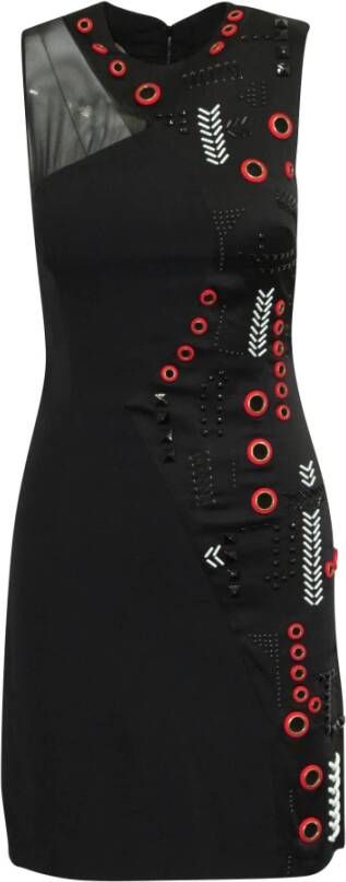 Versace Pre-owned Versace Beaded Sleeveless Dress in Black Acetate Zwart Dames