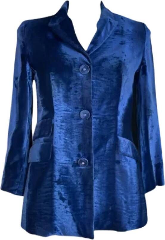 Versace Pre-owned Viscose outerwear Blue Dames