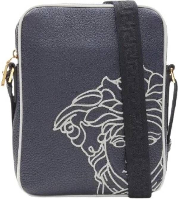 Versace Pre-owned Voldoende lederen crossbody-bags Blauw Dames