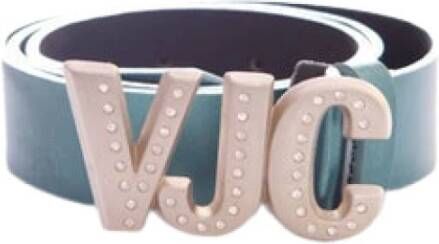 Versace Pre-owned Voldoende lederen metalen taille riem in Blauw Dames