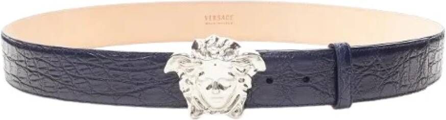Versace Pre-owned Voldoende lederen riemen Blauw Dames