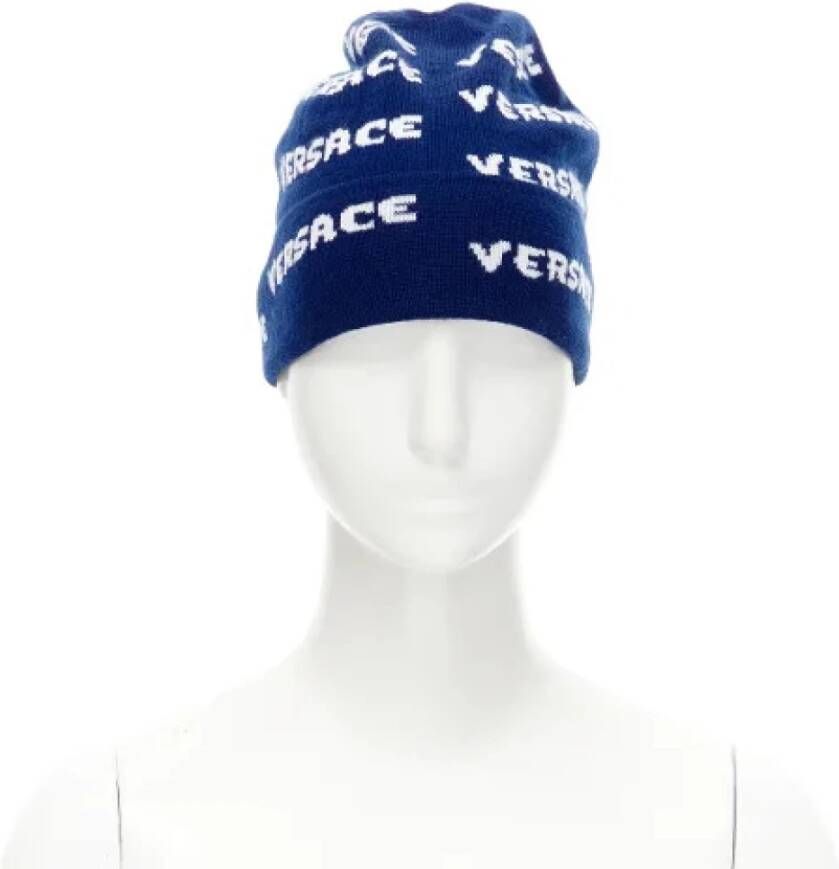 Versace Pre-owned Voldoende wollen hoeden Blauw Dames