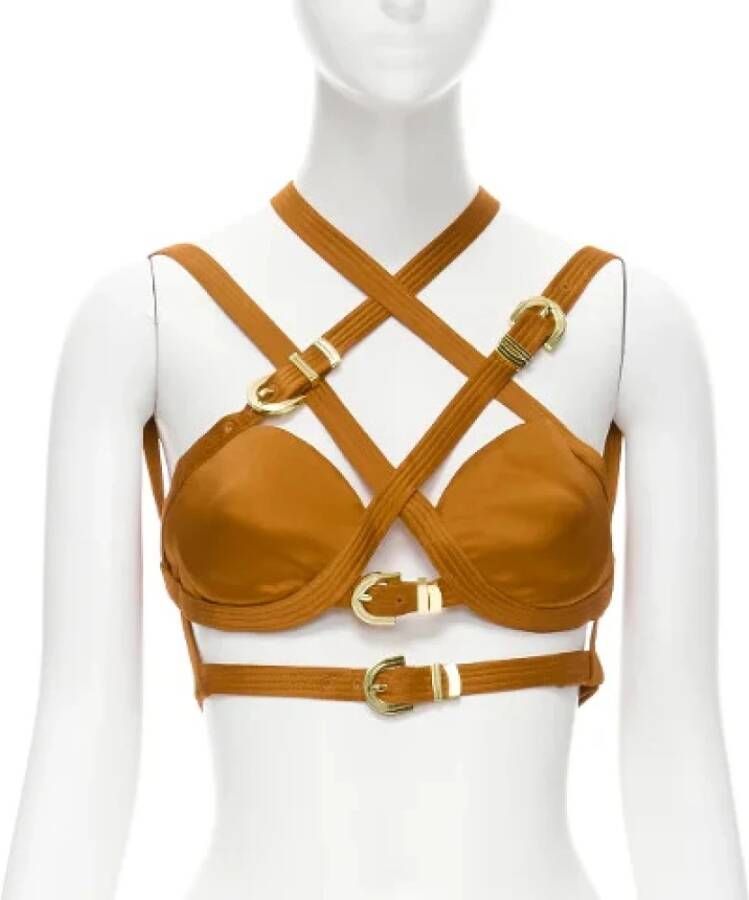 Versace Pre-owned Voldoende zijden tops Bruin Dames
