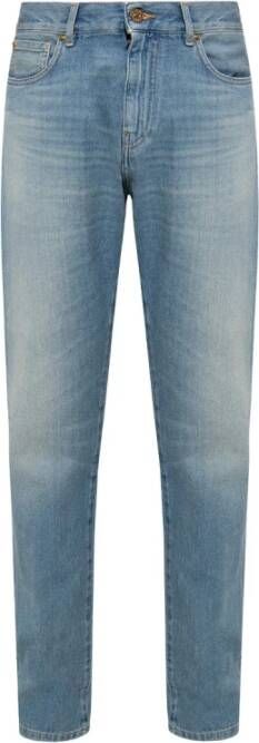 Versace Blauwe Denim Straight Leg Jeans Blue Heren