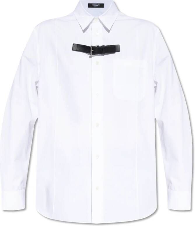 Versace Witte Katoenen Overhemd met Gespsluiting White Heren