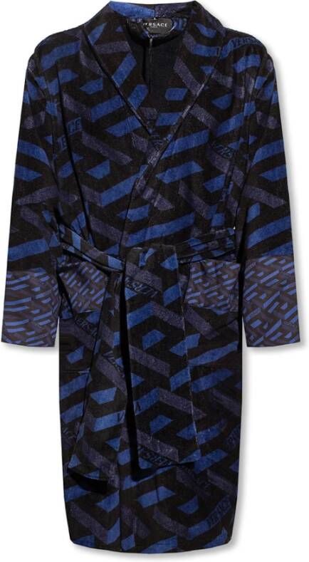 Versace Logo Katoenen Badjas Black Heren