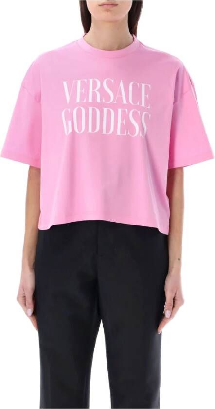 Versace Roze katoenen t-shirt Roze Dames