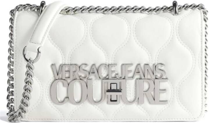 Versace Jeans Couture Witte Schoudertas met Zilveren Metalen Logo White Dames