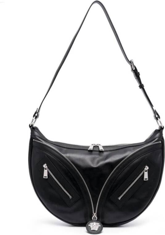 Versace Schoudertassen Small Repeat Shoulder Bag With Medusa Head In Blac in zwart