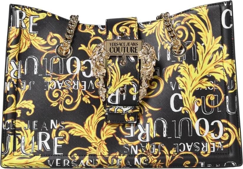 Versace Jeans Couture Zwarte Polyester Handtas Nieuwste Collectie Black Dames