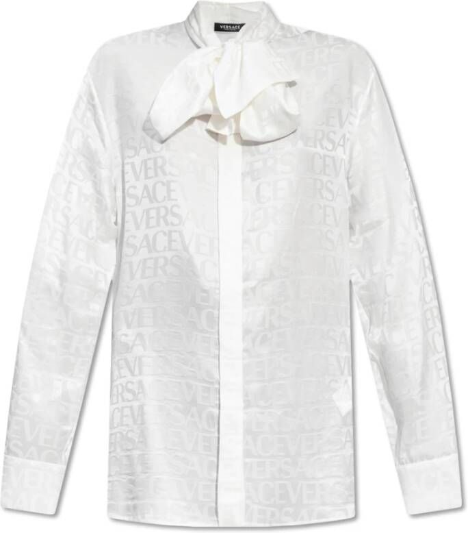 Versace Witte Overal Print Shirt met Medusa Hardware White Dames