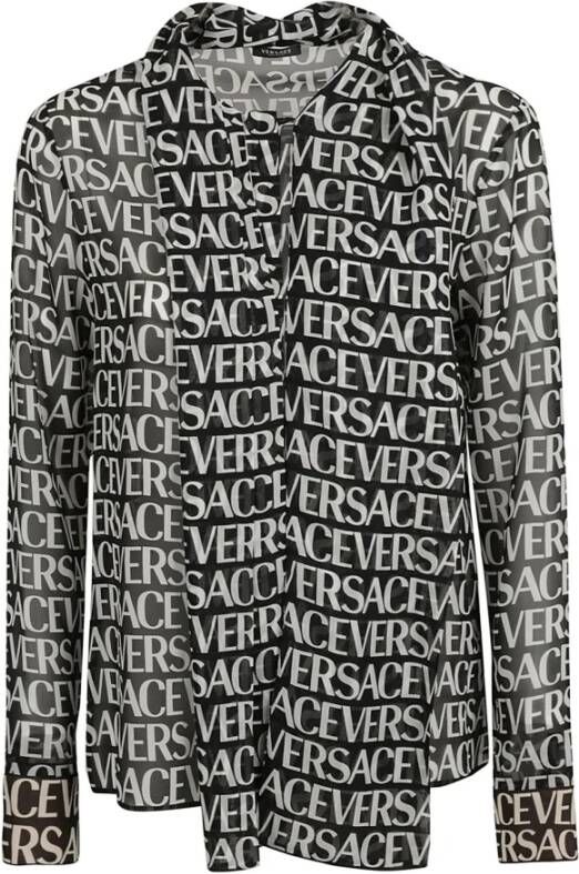 Versace Bedrukt zijden overhemd Black Dames