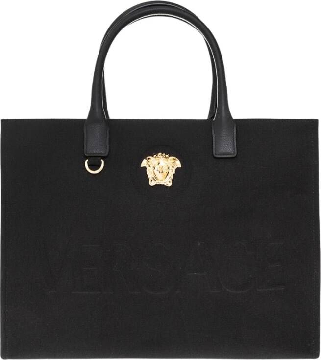 Versace Handtas met Medusa Plaque en knoopsluiting Black Dames