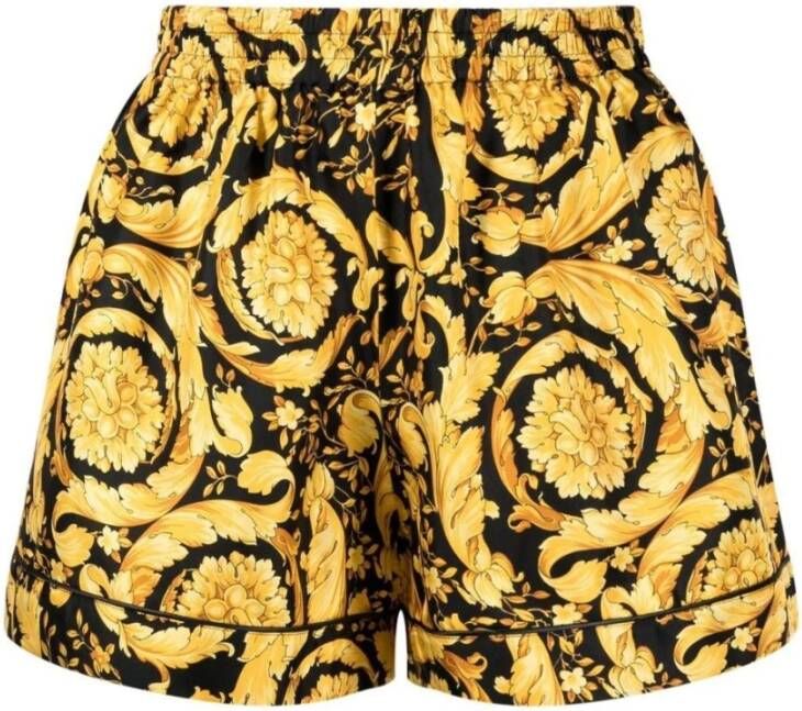Versace Gouden Barok Zijden Boxershorts Ondergoed Yellow Dames