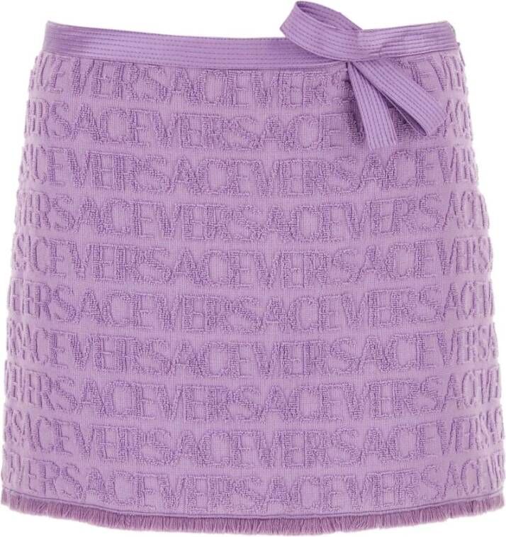 Versace Lila badstof Allover minirok Purple Dames