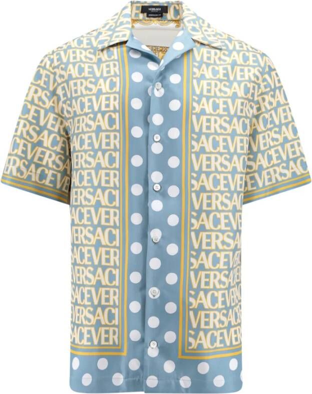 Versace Short Sleeve Shirts Blauw Heren