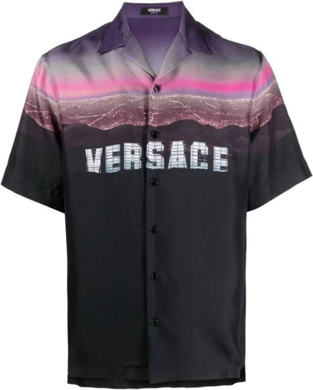 Versace Hills Bowling Shirt met Motief Black Heren