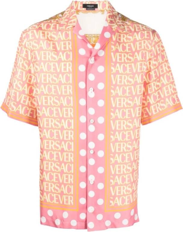 Versace Short Sleeve Shirts Roze Heren