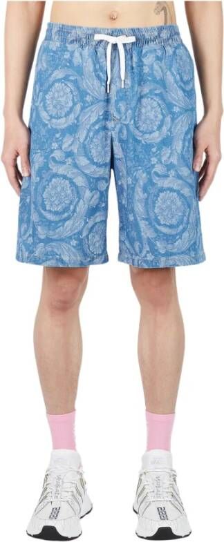 Versace Barocco Denim Shorts Blue Heren
