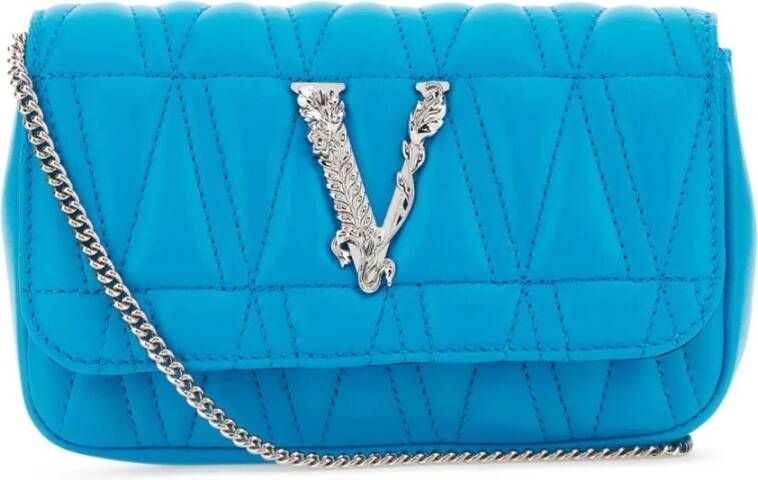 Versace Turquoise leren mini Virtus clutch Blue Dames