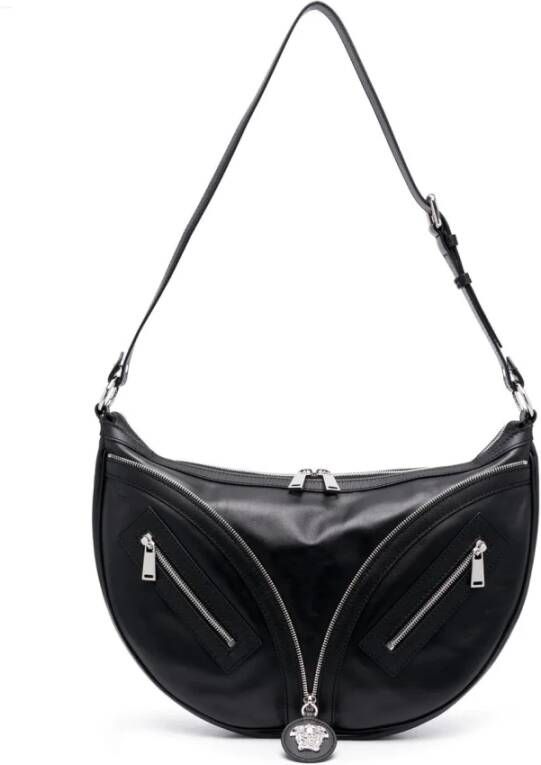 Versace Schoudertassen Small Repeat Shoulder Bag With Medusa Head In Blac in zwart