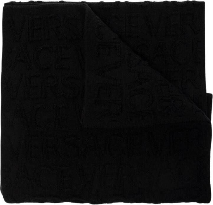 Versace Sjaal met logo Zwart Heren