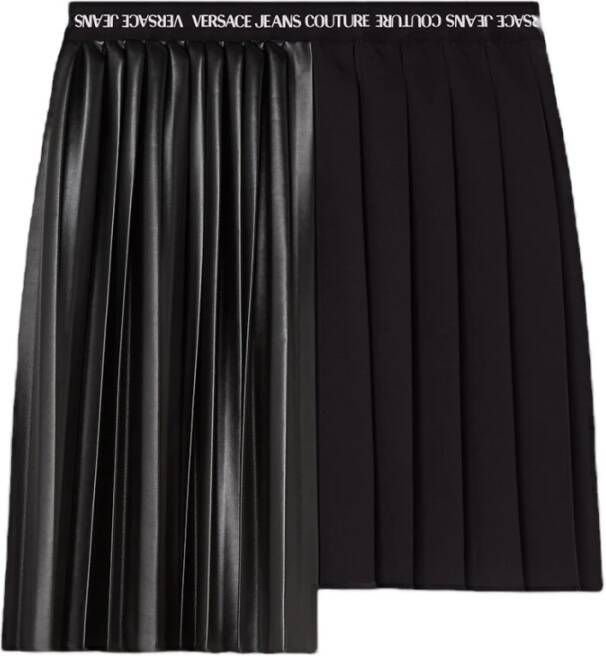 Versace Jeans Couture Asymmetrische Rok van Imitatieleer Black Dames