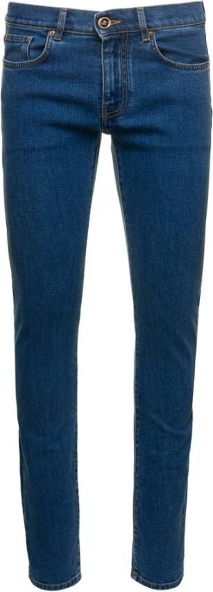 Versace Slim-fit Jeans met Borduursel Blue Heren