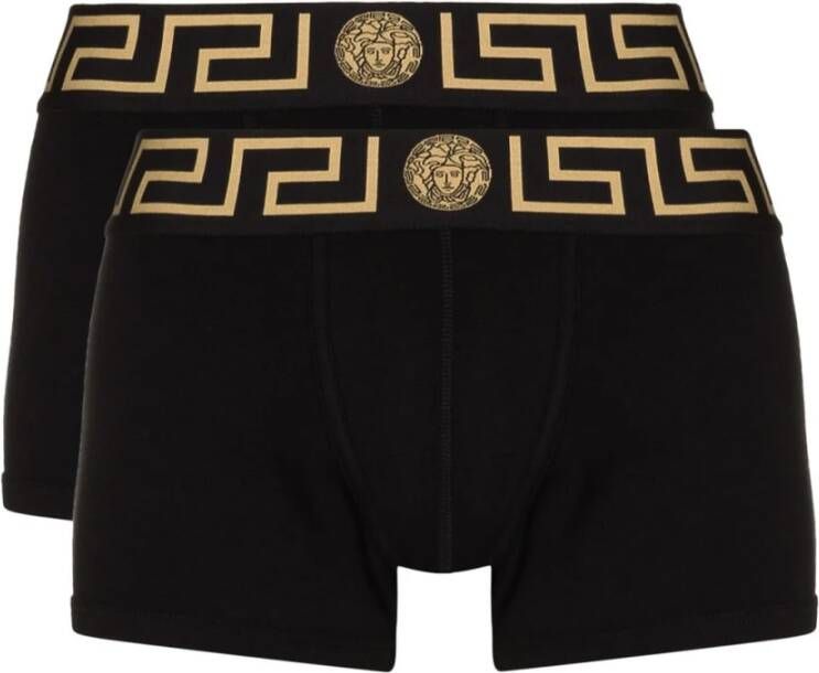 Versace Zwarte katoenen boxershort met Greca-detail Black Heren