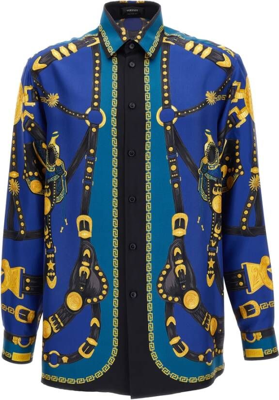 Versace Stijlvolle Overhemden Blauw Heren